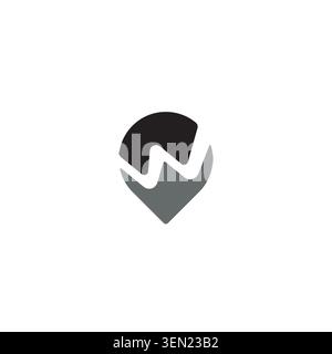 Location Mark and Letter W or Wave logo or icon design Stock Vector