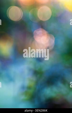 Soft blurred bokeh background from nature, colorful points of light Stock Photo