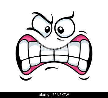 Angry annoyed emotion with growling teeth mouth Stock Vector