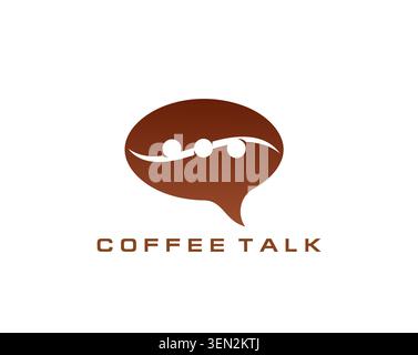 Coffee talk communication icon, bean chat symbol Stock Vector