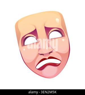 Cartoon theatrical tragedy mask cinema object Stock Vector
