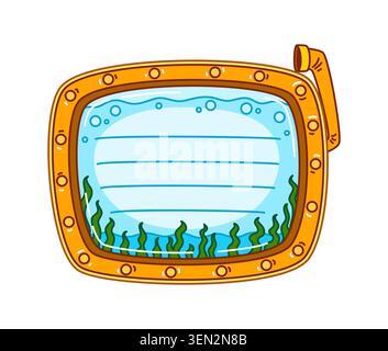 Marine and nautical kid memo note submarine window Stock Vector