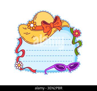 Summer travel and vacations frame, kids memo note Stock Vector