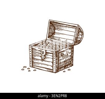 Pirate treasure chest with its lid wide open Stock Vector