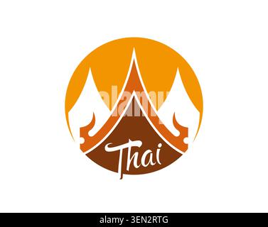 Thai temple or restaurant roof icon Stock Vector