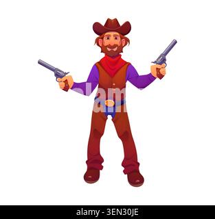 Cartoon wild west cowboy character, ranger Stock Vector