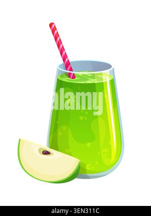 Green smoothie drink, fruit beverage in glass Stock Vector