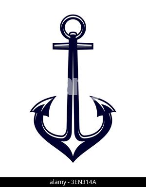 Black ship anchor silhouette, nautical marine icon Stock Vector