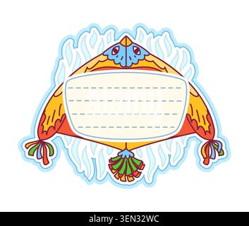 Festival paper kite blank kids memo note frame Stock Vector