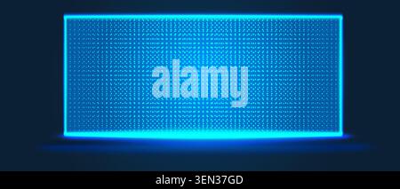 Blue LED screen background with glowing dot pattern and digital pixel grid for modern tech displays and electronic panel designs Stock Vector