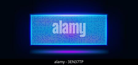 Blue LED screen with glowing pixels creates an abstract digital background perfect for modern tech presentations and futuristic display designs with Stock Vector