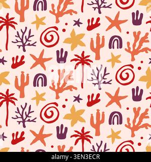 Boho tropical vector seamless pattern summer print Stock Vector