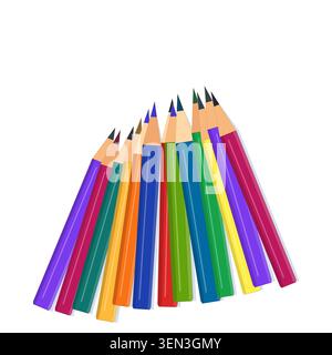 Vector collection of colored pencils arranged in a playful scattered composition Stock Vector