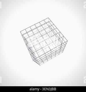 Wire Cube vector background with minimal abstract composition for microstock and commercial design projects. Stock Vector