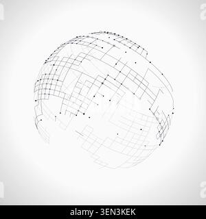 Decorative tech globe illustration for branding projects, creative layouts, and modern visual branding. Stock Vector