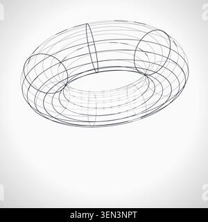 Abstract wire torus pattern with marketable vector styling for backgrounds, posters, and design templates. Stock Vector