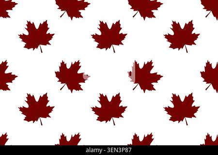 Crimson maple leaves on white background, light sparse seamless pattern Stock Vector