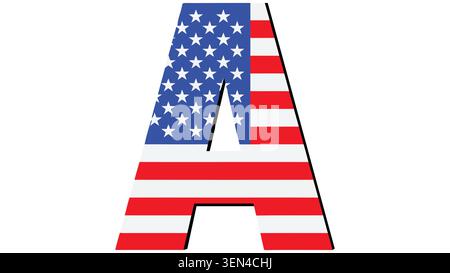 American Flag Letter A Alphabet Icon Patriotic USA Design Stock Vector