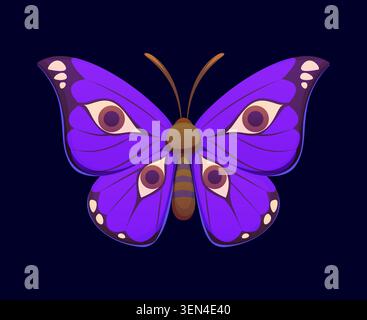 Cartoon Halloween fantasy purple butterfly wings Stock Vector