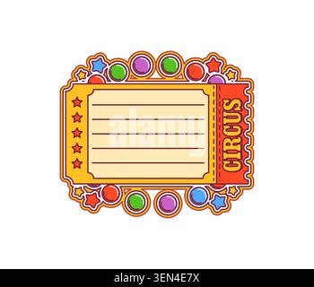 Kids memo note of circus ticket message sticker Stock Vector