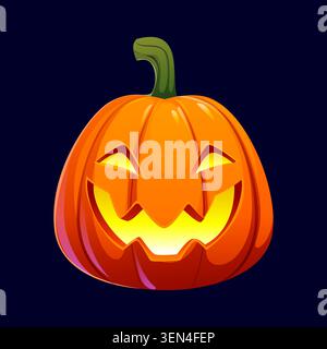 Cartoon Halloween orange pumpkin jack o lantern Stock Vector