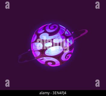 Cartoon alien planet with abstract glowing surface Stock Vector