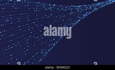 Abstract Technology Background with Digital Data Flow Network and Futuristic Light Connections Stock Vector