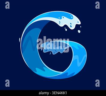 Wave font alphabet letter typeface of water surf Stock Vector