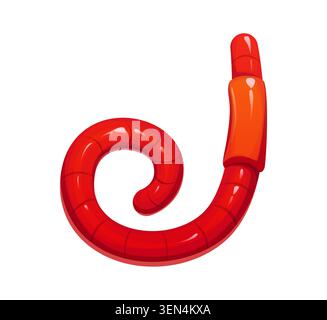 Cartoon insects font, earthworm curling into J Stock Vector