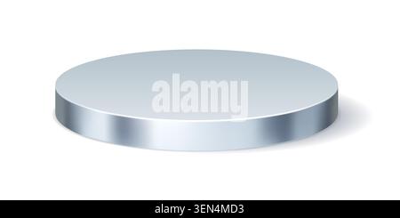 Silver podium stage of 3D round platform pedestal Stock Vector