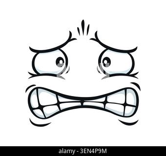 Anxious face expression, cartoon emoji in panic Stock Vector