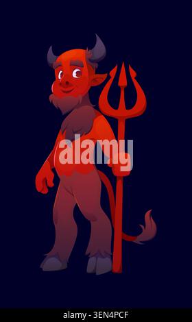 Cartoon Halloween devil character with red skin Stock Vector