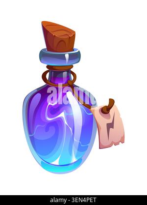 Cartoon magic potion bottle lightning energy spell Stock Vector
