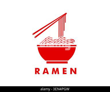 Asian ramen noodles bowl and chopsticks icon Stock Vector