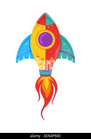 Color festival paper kite in shape of rocket Stock Vector