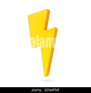 3D yellow lightning, thunder bolt electric power Stock Vector