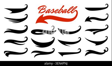 Retro sport swoosh swash tails, American ribbons Stock Vector