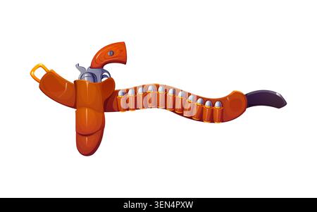 Cartoon revolver gun belt Western game asset Stock Vector