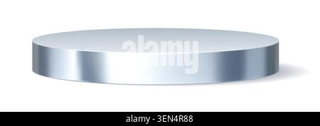 3D round silver chrome or steel metal podium stage Stock Vector