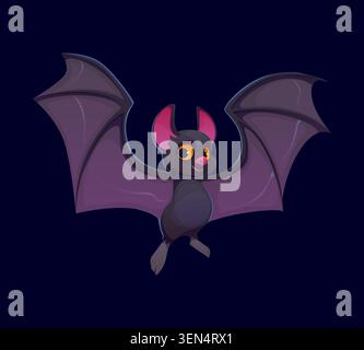 Halloween flying bat character with spread wings Stock Vector
