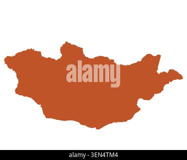 Map of Mongolia, sign silhouette. World Map Globe. Vector Illustration isolated on white background. Asian continent Stock Vector