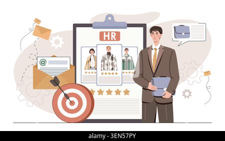 Hiring process scene. Vector illustration Stock Vector