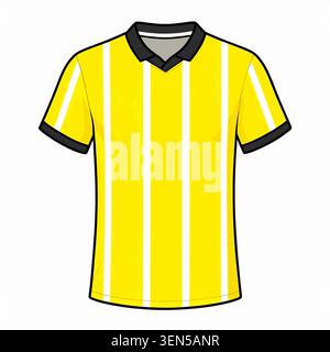 Yellow Sports jersey stripe pattern t-shirt design concept vector template, Football jersey concept with front view for Cricket, soccer uniform Stock Vector