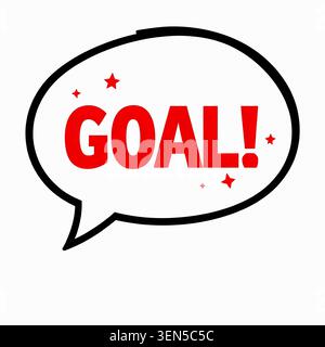 speech bubble text "GOAL" and stars with bright red color for Sticker, Banner, label, tag, button, logo and Poster. vector illustration. Stock Vector