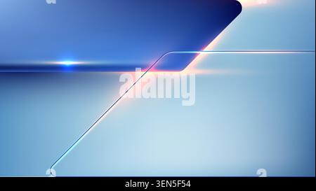 Abstract blue background with sleek geometric shapes translucent glass panels futuristic tech wallpaper design for digital banners corporate presentat Stock Vector