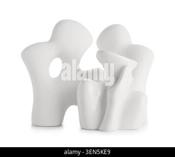 White ceramic sculptures with organic shapes and smooth textures, modern art and home decor Stock Photo