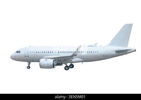 Commercial jet airplane isolated on white background with clipping path. Stock Photo