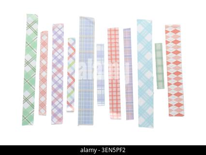 Colorful plaid washi tape strips with various patterns and textures for crafting and decorative projects Stock Photo