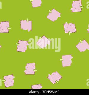 seamless pattern memory pinned torn paper notes cartoon. idea thought, scrap communication, bulletin board memory pinned torn paper notes sign vector Stock Vector