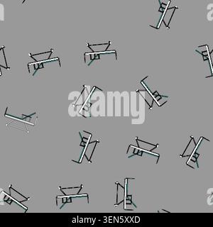 seamless pattern icu hospital bed cartoon. mattress rails, headboard footboard, wheels height icu hospital bed sign vector Stock Vector